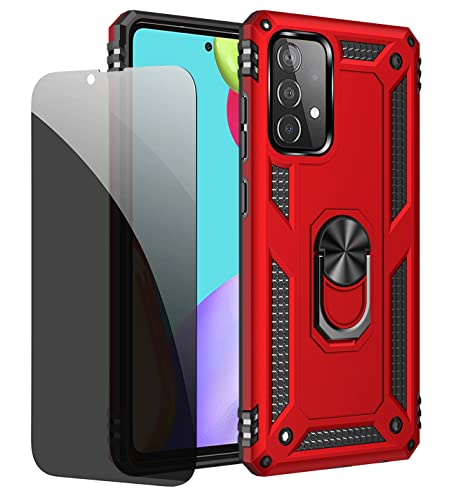 JOYTAG Schutzhülle kompatibel mit Samsung A52 (4G & 5G)/A52S 5G, Rot, Schutzhülle mit Displayschutzfolie aus Sichtglas, Anti-Spionage-Schutz von JOYTAG