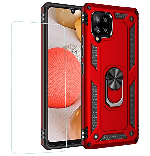 Joytag kompatibel für Samsung A42 5G Hülle,handyHülle+ panzerglasfolie Silikon TPU 360 Grad Drehring aus Halter magnetisch Autotelefon case-Rote Joytag kompatibel für Samsung A42 5G Hülle,handyHülle+ panzerglasfolie Silikon TPU 360 Grad Drehring aus Halter magnetisch Autotelefon case-Rote von JOYTAG