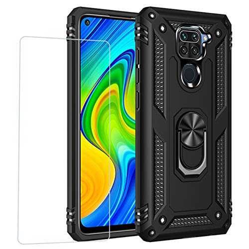Joytag kompatibel für Xiaomi Redmi Note 9 Hülle,handyHülle+ panzerglasfolie Silikon TPU 360 Grad Drehring aus Halter magnetisch Autotelefon case-Schwarz Joytag kompatibel für Xiaomi Redmi Note 9 Hülle,handyHülle+ panzerglasfolie Silikon TPU 360 Grad Drehring aus Halter magnetisch Autotelefon case-Schwarz von Joytag