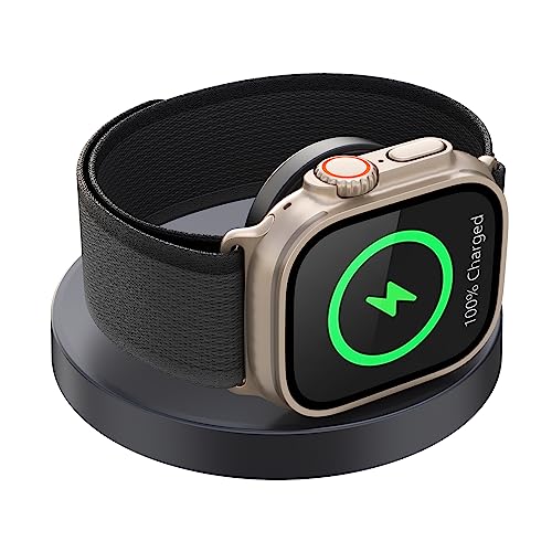 JOYEVEA Tragbares Apple Watch Ladegerät, Faltbarer magnetischer Apple Watch Ladeständer mit USB C Kabel, geeignet für Apple Watch Series Ultra/8/7/6/5/3/2/SE, Schwarz von JOYVEVA