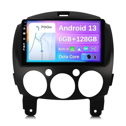 JOYX - [6G+128G] - Android 12 Autoradio Passt für Mazda 2 (2007-2012) - Kabellos Carplay + Android Auto - Kamera & MIC - IPS 9 Zoll - GPS 2 Din - DSP Lenkradsteuerung WiFi DAB Fast-boot 360-Kamera 4G von JOYX NAVI