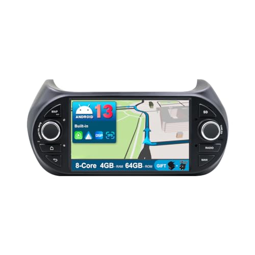 JOYX Android 10 Autoradio Passt für FIAT Fiorino/Qubo/Citroën Nemo/Peugeot Bipper - 4G+64G - Eingebaut DSP/Carplay/Android Auto - Kamera MIC KOSTENLOS - SWC WIFI DAB 360-Camera Fast-boot -2 Din 7 Inch von JOYX NAVI