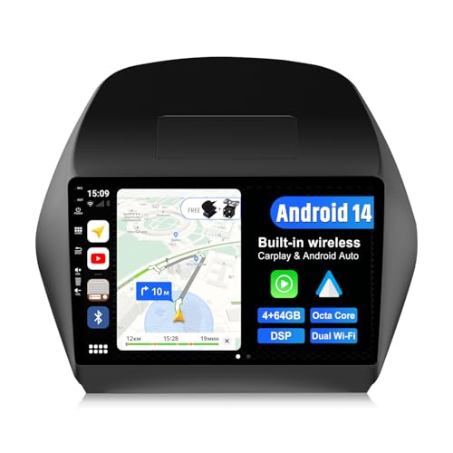 JOYX Android 13 Autoradio Passt für Hyundai IX35 (2010-2017) - [4G+64G] - Eingebaut DSP/Carplay/Android Auto - Rückfahrkamera MIC KOSTENLOS - 10.1 Zoll - Mit Lenkradsteuerung 4G WiFi Bluetooth5.0 DAB von JOYX NAVI