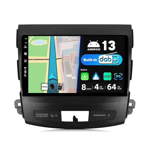 JOYX - Android 13 IPS Autoradio Passt für Mitsubishi Outlander (2008-2015) - Eingebaut DAB/DSP/Carplay/Android Auto - 4G+64G - Kamera MIC KOSTENLOS - 9 Zoll 2 Din - SWC 4G WiFi BT Fast-boot 360-Kamera von JOYX NAVI