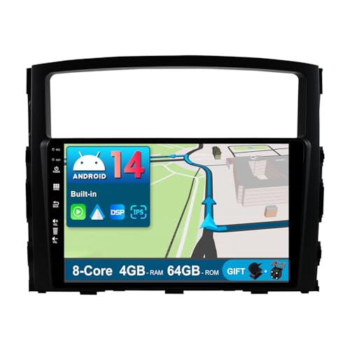 JOYX Android 13 IPS Autoradio Passt für Mitsubishi Pajero 4 V80 V90 (2006-2014) - 4G+64G - Eingebaut DSP/Carplay/Android Auto - Kamera + MIC - 9 Zoll 2 Din - Lenkradsteuerung 4G WiFi BT DAB 360-Kamera von JOYX NAVI