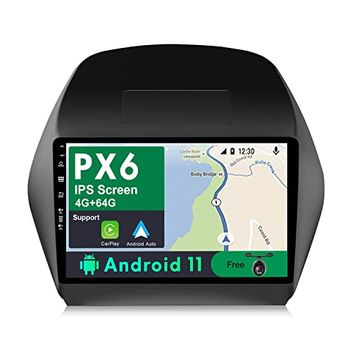 JOYX PX6 Android 11 Autoradio Passt für Hyundai IX35 (2010-2017) - [4G+64G] - Kamera KOSTENLOS - GPS 2 Din - 10.1 Zoll 2.5D - Unterstützen DAB Lenkradsteuerung 4G WiFi Bluetooth4 Carplay Android Auto von JOYX NAVI