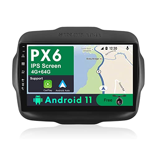 JOYX PX6 Android 11 Autoradio Passt für Jeep Renegade (2015-2018) - [4G+64G] - Kamera Canbus KOSTENLOS - 2 Din 9 Zoll - Unterstützen DAB Lenkradsteuerung 4G WiFi Bluetooth4.0 Carplay Android Auto von JOYX NAVI