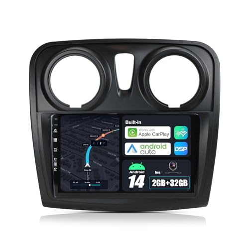 JOYX Android 13 Autoradio mit IPS 2.5D Passt für Dacia - Sandero (2014-2017) - Rückfahrkamera Canbus KOSTENLOS - [2G+32G] - 2 Din - 9 Zoll - Unterstützen DAB Lenkradsteuerung 4G WiFi Bluetooth Carplay von JOYX Navi