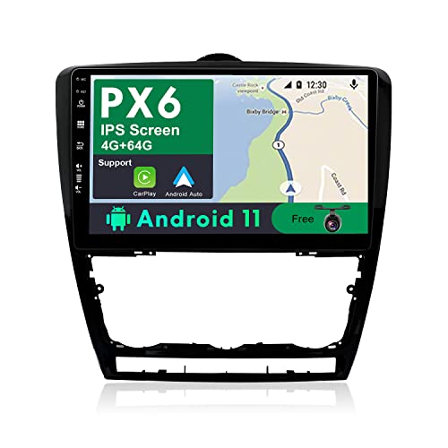 JOYX Navi JOYX PX6 Android 11 Doppel-Din Autoradio passend für SKODA OCTAVIA 2007-2014 € 4G+64G€ Rückfahrkamera Canbus FREE - 10,1 Zoll - Mit Lenkradsteuerung Dab 4G WiFi Carplay Bluetoo von JOYX Navi