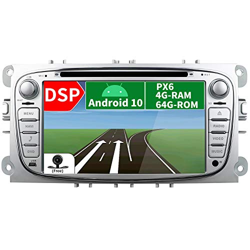 JOYX PX6 Android 10 Autoradio Passt für Ford Focus/Mondeo/S-Max/C-Max/Galaxy -【Eingebauter DSP】-【4G+64G】- Kamera Canbus KOSTENLOS - 2 Din - 7 Zoll - Soutien HDMI 4K-Video BT5.0 DAB Carplay 4G WIFI SWC von JOYX Navi