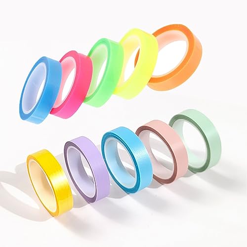 5 Roll Haftnotizen transparent, Schule zubehör, Pastell Transparente Haftnotizen Klebeband Selbstklebend, Highlight Strips Abnehmbare Fluoreszierende Farbige Tags, für Schule,Büro,Zuhause von JPESYGFDK