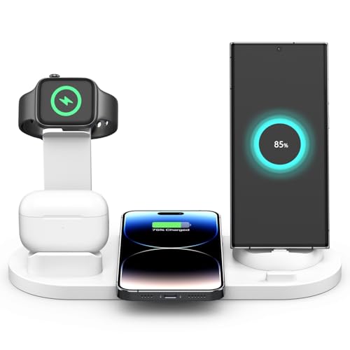 6-in-1 kabellose Ladestation für iPhone 16/15/14/13/12/11/XS/X/XR/8/76/5 Plus Pro Max Airpods 2 3 Pro Samsung kabelloses Ladegerät, Telefon, Kopfhörer, Uhrenladung (Weiß inklusive Uhren-Ladegerät) 6-in-1 kabellose Ladestation für iPhone 16/15/14/13/12/11/XS/X/XR/8/76/5 Plus Pro Max Airpods 2 3 Pro Samsung kabelloses Ladegerät, Telefon, Kopfhörer, Uhrenladung (Weiß inklusive Uhren-Ladegerät) von JPFREEPE