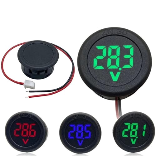 1 stück 4-100 V LED Digitalanzeige Runde Zweileiter-Voltmeter Digital Auto Spannung Strommesser Volt Detector Tester Monitor(Blue) von JPVLCNDJ