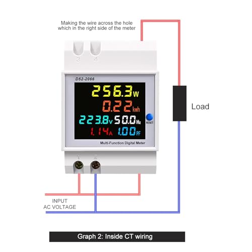 1 stück 6IN1 din-schiene AC monitor 110 V 220 V 380 V 100A Spannung Strom Leistungsfaktor Aktive KWH Elektrische energie Frequenz meter VOLT AMP(Built-in CT,AC 250-450V 100A) von JPVLCNDJ