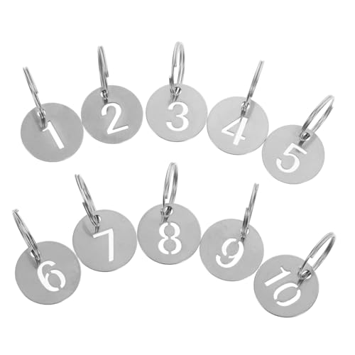 Runde Edelstahl-Nummernschilder, hohl, Metall-Schlüsselanhänger mit Ringen, nummeriertes Schlüsseletikett für Hausspind, Schlafsaal, 10 Stück von JPXXFM