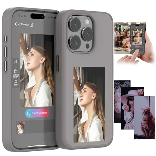 Smart Ink Phone Case for iPhone 15/14/13 Pro Max, 2024 New Smart E Ink Screen Phone Case, Display Your Favorite Image (for iPhone 14Pro,Grey) von JPZI