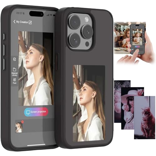 Smart Ink Phone Case for iPhone 15/14/13 Pro Max, 2024 New Smart E Ink Screen Phone Case, Display Your Favorite Image (for iPhone 15Plus,Black) von JPZI