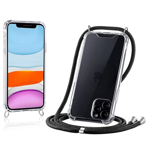JProtect Handyhülle mit Band für iPhone 11 Pro - Elegante iPhone 11 Pro Hülle mit Band zum Umhängen in Schwarz/Handykette für iPhone 11 Pro Hülle mit Band Kordel Schnur Kette JProtect Handyhülle mit Band für iPhone 11 Pro - Elegante iPhone 11 Pro Hülle mit Band zum Umhängen in Schwarz/Handykette für iPhone 11 Pro Hülle mit Band Kordel Schnur Kette von JProtect