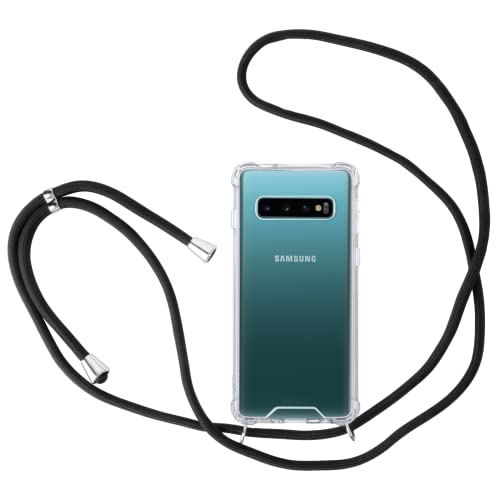JProtect für Samsung S10 Plus Hülle mit Band – Elegante Handyhülle zum Umhängen, Handykette Kordel in Schwarz, Case kompatibel mit Galaxy S10 Plus Band von JProtect