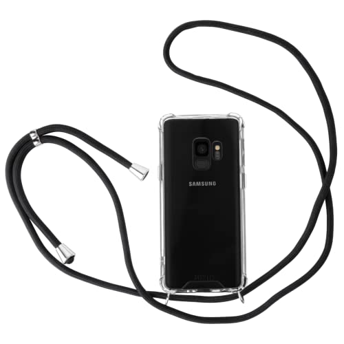 JProtect Handykette für Samsung Galaxy S9 - Elegante Handyhülle Samsung Galaxy S9 Hülle mit Band zum Umhängen in Schwarz/Samsung S9 Handykette mit Band Kordel Schnur Kette von JProtect