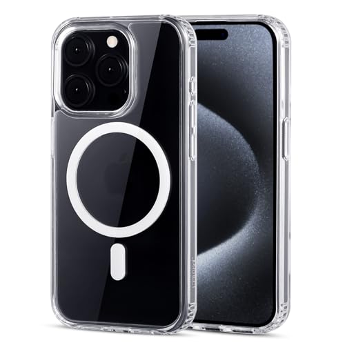 JProtect Magnetische Handyhülle für iPhone 15 Pro für Magsafe Hülle/Stoßfeste iPhone 15 Pro Hülle für MagSafe Transparent/Case für Apple iPhone 15 Pro Hülle Magnet/Hülle iPhone 15 Pro Magnetisch von JProtect