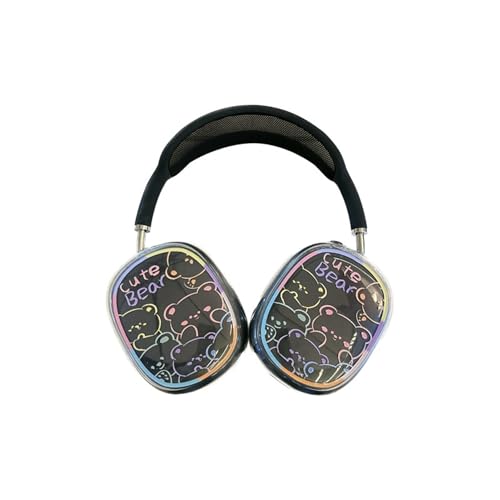 JRCYVTA AirPods Max Cute Tulip Heart and Line Bear Transparent Soft TPU Scratch Resistant Case for Apple AirPods Max Headphones (Thread Bear) von JRCYVTA