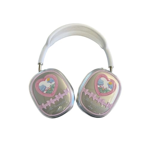 JRCYVTA AirPods Max Cute Tulip Heart and Line Bear Transparent Soft TPU Scratch Resistant Case for Apple AirPods Max Headphones (Tulip Love) von JRCYVTA