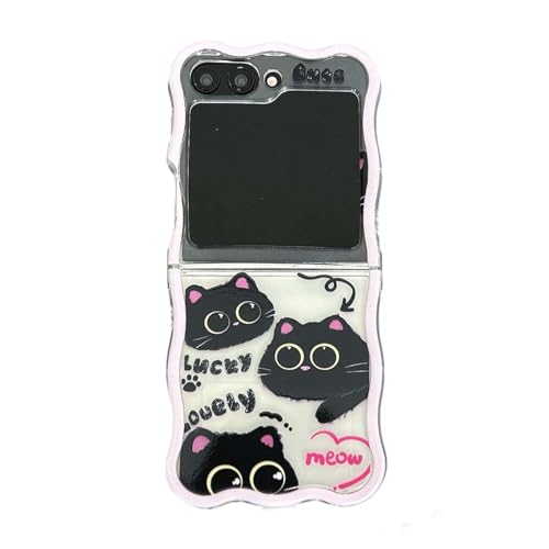 JRCYVTA Schutzhülle für Samsung Galaxy Z Flip 5/6, Cartoon-Motiv schwarze Katzen, transparent, faltbar, mit Schlüsselanhänger für Damen und Mädchen, niedliche Galaxy Z Flip 6 Hülle (Z Flip 5, keine JRCYVTA Schutzhülle für Samsung Galaxy Z Flip 5/6, Cartoon-Motiv schwarze Katzen, transparent, faltbar, mit Schlüsselanhänger für Damen und Mädchen, niedliche Galaxy Z Flip 6 Hülle (Z Flip 5, keine von JRCYVTA
