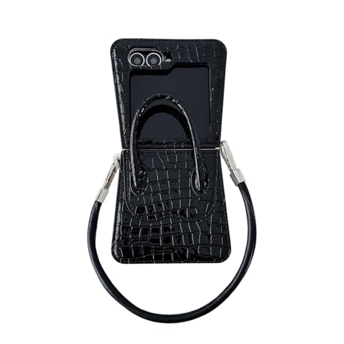 JRCYVTA Schutzhülle für Samsung Galaxy Z Flip 6, Luxus-Lederhandtasche, Flip-Handyhülle für Galaxy Z Flip6, Handgelenkschlaufe und Scharnierschutz für Damen und Herren, Schwarz JRCYVTA Schutzhülle für Samsung Galaxy Z Flip 6, Luxus-Lederhandtasche, Flip-Handyhülle für Galaxy Z Flip6, Handgelenkschlaufe und Scharnierschutz für Damen und Herren, Schwarz von JRCYVTA
