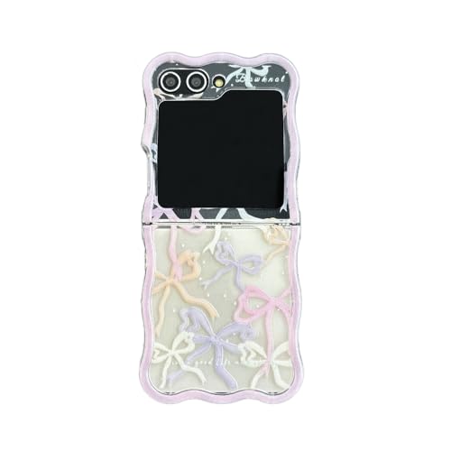 JRCYVTA Schutzhülle für Samsung Galaxy Z Flip 6, gelockt, gewellt, niedlicher bunter Schleifendruck, TPU, rosa Rand, transparente Schutzhülle für Z Flip 6, geeignet für Damen und Mädchen JRCYVTA Schutzhülle für Samsung Galaxy Z Flip 6, gelockt, gewellt, niedlicher bunter Schleifendruck, TPU, rosa Rand, transparente Schutzhülle für Z Flip 6, geeignet für Damen und Mädchen von JRCYVTA