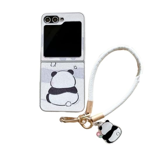 JRCYVTA Schutzhülle für Samsung Galaxy Z Flip 6, süßes Cartoon-Panda-Design, stoßfeste Schale für Galaxy Z Flip 6, mit Kette, für Frauen und Mädchen (Rückseite) von JRCYVTA