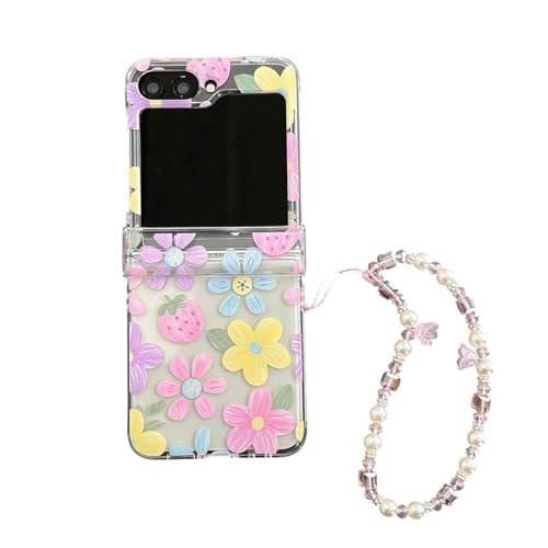 JRCYVTA Schutzhülle für Samsung Galaxy Z Flip5/Z Flip6, niedliches Blumenmuster, transparent, faltbar, mit Schlüsselanhänger, für Mädchen und Frauen, Schmetterlings-Schutzhülle für Galaxy Z Flip 6 JRCYVTA Schutzhülle für Samsung Galaxy Z Flip5/Z Flip6, niedliches Blumenmuster, transparent, faltbar, mit Schlüsselanhänger, für Mädchen und Frauen, Schmetterlings-Schutzhülle für Galaxy Z Flip 6 von JRCYVTA