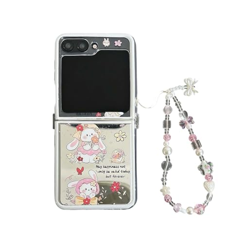 JRCYVTA Schutzhülle für Samsung Galaxy Z Flip5/Z Flip6, niedliches Kaninchenbär-Muster, transparent, faltbare Handyhülle mit Schlüsselanhänger für Mädchen und Frauen, Kawaii Galaxy Z Flip 6 (Kaninchen JRCYVTA Schutzhülle für Samsung Galaxy Z Flip5/Z Flip6, niedliches Kaninchenbär-Muster, transparent, faltbare Handyhülle mit Schlüsselanhänger für Mädchen und Frauen, Kawaii Galaxy Z Flip 6 (Kaninchen von JRCYVTA