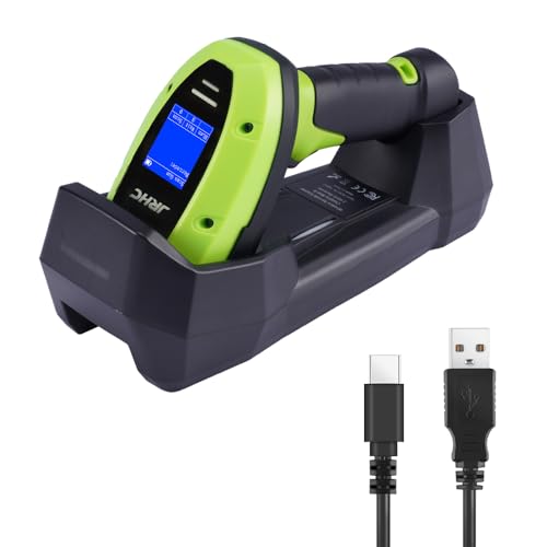 JRHC Barcode Scanner Wireless, 1D 2D automatischer Barcode Scanner mit 1.77 Zoll Display Bildschirm, wiederaufladbarer Handheld Barcode Leser mit 2.4G Wireless Dongle Built in Stand Plug and Play JRHC Barcode Scanner Wireless, 1D 2D automatischer Barcode Scanner mit 1.77 Zoll Display Bildschirm, wiederaufladbarer Handheld Barcode Leser mit 2.4G Wireless Dongle Built in Stand Plug and Play von JRHC
