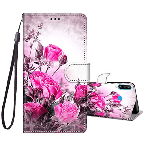 JRIANY Handyhülle Kompatibel mit Huawei P30 Lite/New Edition Hülle, Klappbare Stoßfeste Lederhülle Schutzhülle mit Muster Motiv [Kartenschlitzen] [Standfunktion] Flip Case Klapphülle, Blume A von JRIANY