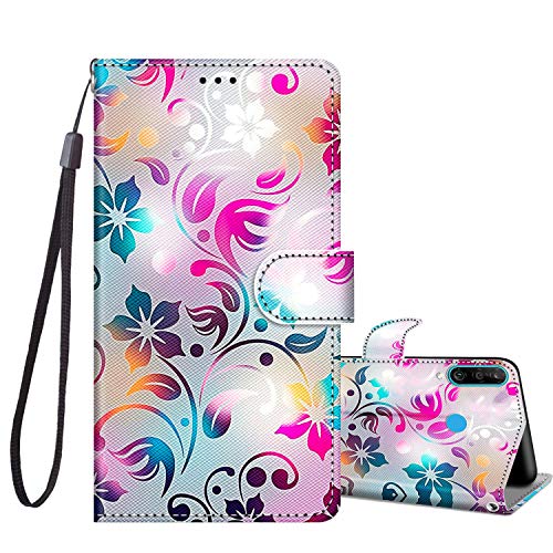 JRIANY Handyhülle Kompatibel mit Huawei P30 Lite/New Edition Hülle, Klappbare Stoßfeste Lederhülle Schutzhülle mit Muster Motiv [Kartenschlitzen] [Standfunktion] Flip Case Klapphülle, Blume B von JRIANY