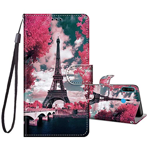 JRIANY Handyhülle Kompatibel mit Huawei P30 Lite/New Edition Hülle, Klappbare Stoßfeste Lederhülle Schutzhülle mit Muster Motiv [Kartenschlitzen] [Standfunktion] Flip Case Klapphülle, Eiffel von JRIANY