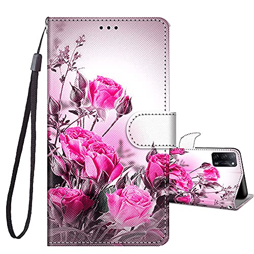 JRIANY Handyhülle für Oppo A16 / A16S / A54S Hülle, Stoßfeste Lederhülle mit Muster Schutzhülle Klapphülle [Standfunktion] Flip Case Kompatibel mit Oppo A55 5G / A53s 5G / A54 4G Tasche, Blume A von JRIANY