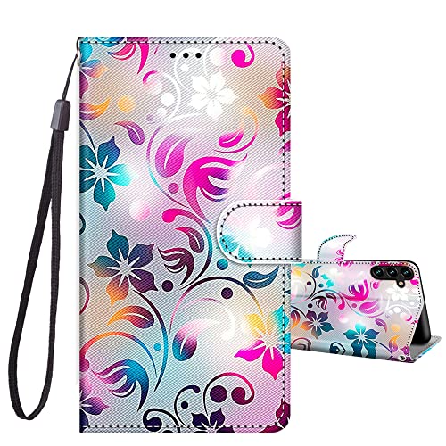 JRIANY Handyhülle für Samsung Galaxy A34 5G Hülle -6,6 Zoll, PU Leder Flip Case Klappbare Lederhülle mit Muster Motiv Schutzhülle Klapphülle Kompatibel mit Samsung Galaxy A34 5G Tasche - Blume B von JRIANY