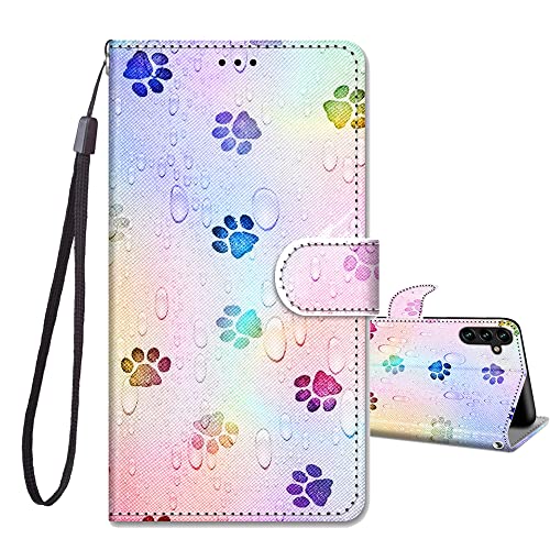 JRIANY Handyhülle für Samsung Galaxy A34 5G Hülle -6,6 Zoll, PU Leder Flip Case Klappbare Lederhülle mit Muster Motiv Schutzhülle Klapphülle Kompatibel mit Samsung Galaxy A34 5G Tasche - Muster A von JRIANY