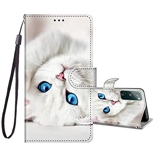JRIANY Handyhülle für Samsung Galaxy S20 FE 2020/2022 Hülle -6,5 Zoll, PU Leder Flip Case Klappbare Lederhülle mit Muster Motiv Schutzhülle Klapphülle Kompatibel mit Samsung S20 FE 5G Tasche - Katze B von JRIANY
