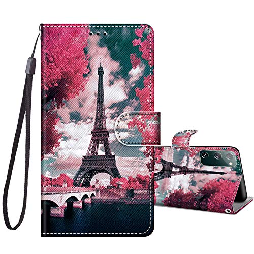 JRIANY Handyhülle für Samsung Galaxy S20 FE 2020/2022 Hülle -6,5 Zoll, PU Leder Flip Case Klappbare Lederhülle mit Muster Motiv Schutzhülle Klapphülle Kompatibel mit Samsung S20 FE 5G Tasche - Eiffel von JRIANY