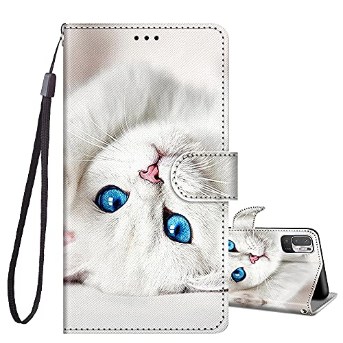 JRIANY Handyhülle für Xiaomi Redmi Note 10 5G Hülle PU Leder Brieftasche Flip Case Klappbare Stoßfeste Magnetische Lederhülle mit Muster Schutzhülle für Redmi Note 10 5G Lederhülle, Katze B von JRIANY