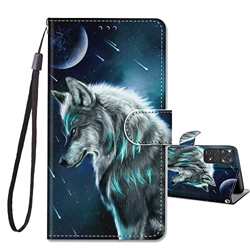 JRIANY Handyhülle für Xiaomi Redmi Note 11/ Note 11S Hülle, Lederhülle mit Muster Schutzhülle Klapphülle [Standfunktion] [Kartenfach] PU Leder Flip Case Kompatibel mit Redmi Note 11 4G Tasche, Wolf B von JRIANY