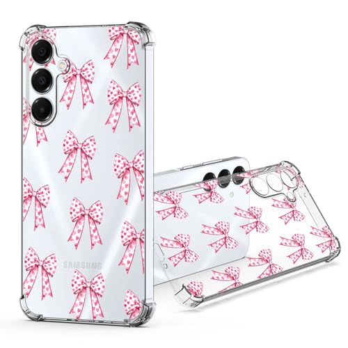 JRIANY für Samsung Galaxy A16 5G / 4G Durchsichtig Hülle, Transparent Weich Dünn TPU Silikon Handyhülle mit Bunt Blumen Muster Motiv Stoßfest Kameraschutz Schutzhülle Slim Clear Klar Case Cover - Rosa von JRIANY