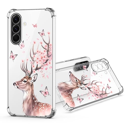 JRIANY für Samsung Galaxy A56 5G Durchsichtig Hülle, Transparent Weich Dünn TPU Silikon Handyhülle mit Bunt Blumen Muster Motiv Stoßfest Kameraschutz Schutzhülle Slim Case Cover - Schmetterling Hirsch JRIANY für Samsung Galaxy A56 5G Durchsichtig Hülle, Transparent Weich Dünn TPU Silikon Handyhülle mit Bunt Blumen Muster Motiv Stoßfest Kameraschutz Schutzhülle Slim Case Cover - Schmetterling Hirsch von JRIANY