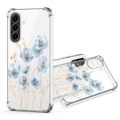 JRIANY für Samsung Galaxy A56 5G Durchsichtig Hülle, Transparent Weich Dünn TPU Silikon Handyhülle mit Bunt Blumen Muster Motiv Stoßfest Kameraschutz Schutzhülle Slim Clear Klar Case Cover - Blau JRIANY für Samsung Galaxy A56 5G Durchsichtig Hülle, Transparent Weich Dünn TPU Silikon Handyhülle mit Bunt Blumen Muster Motiv Stoßfest Kameraschutz Schutzhülle Slim Clear Klar Case Cover - Blau von JRIANY