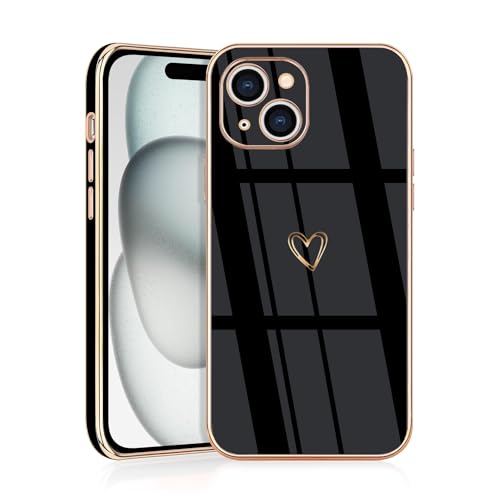 JRIANY für iPhone 15 Hülle, Handyhülle iPhone 15 mit Motiv Slim Dünn Soft TPU Silikon Stoßfest Bumper Protective Case Cover Kompatibel mit iPhone 15 6.1'' - Schwarz von JRIANY