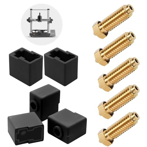 0,4mm Düsen und Silikonsockel Kompatibel mit Anycubic Kobra 3/Kobra 3 Combo, 5pcs Hotend Extruder Brass Nozzle Messing Düsen Set Zubehör für 3D Drucker, Brass Nozzle Kit 3D Printer Accessories 0,4mm Düsen und Silikonsockel Kompatibel mit Anycubic Kobra 3/Kobra 3 Combo, 5pcs Hotend Extruder Brass Nozzle Messing Düsen Set Zubehör für 3D Drucker, Brass Nozzle Kit 3D Printer Accessories von JRILUO