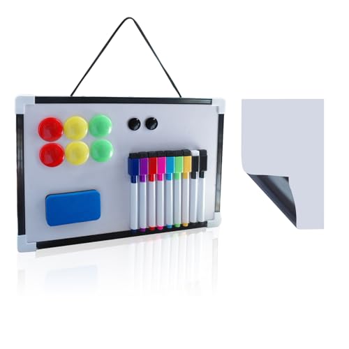 20 Magnetic Whiteboard Abwischbar Set, Tragbare Desktop Schreibtafel, Tragbare Doppelseitige Beschreibbar mit Dry Erase Stiften, Magneten, Hängende Doppelseitige Tafel für Klassenzimmer Home Office von JRJRN